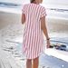 Elegant Striped V Neck Midi Dress Style Available Now On Women's Clothing_ecoleips.com