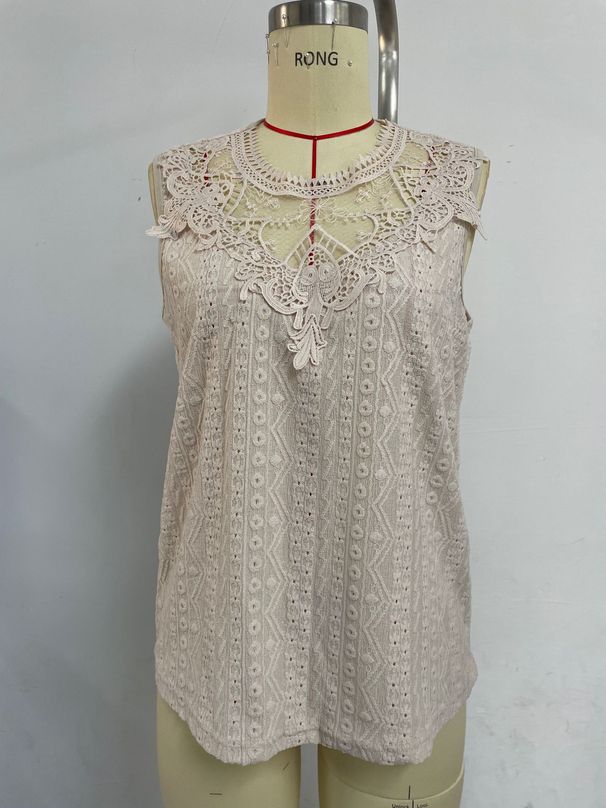 K Fashionable And Elegant Lace Collar Patchwork Small Vest Women's Solid Color Hook And Loop Suspender Top_ecoleips.com