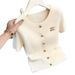 Women's Round-Neck Knit T-Shirt Breathable Viscose Blend Slim Fit Casual Top for Spring And Summer_ecoleips.com