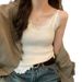 Lace Camisole Women's Base Knitted Vest New Spring And Autumn Inner Outer Wear Design Sense Niche V-neck Top_ecoleips.com