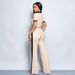 Summer Polo Neck Top And Slim Fit Flared Pants Two Piece Set For Women_ecoleips.com