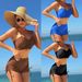Women's Clothing Solid Color Split Conservative Boxer Shorts Chest Mid Length Pants Side Drawstring Swimsuit_ecoleips.com