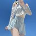 New Women's Swimsuit Student Two Piece Sports Long Sleeve Pure Alluring Hollowed Out High Waisted Slimming Cover Up Anti Exposure_ecoleips.com