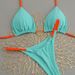 2025 New European And American Style Nylon Heart Bikini Set Solid Color Low Waist Tie-Up Women's Swimwear_ecoleips.com