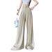 Suitable For All Seasons Fashionable Light Solid Color Linen Suit For Women, Summer New High-Waist Draped Elegant Daily Commuter Wide-Leg_ecoleips.com