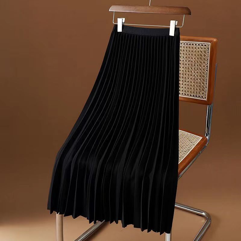 Multicolor Pleated Skirt For Women, New Style For Spring And Summer, High Waist, A Line, Drape, Slim, Medium And Long, Versatile Long Skirt_ecoleips.com