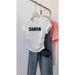 White Off-Shoulder Short-Sleeved T-Shirt Women's Slim Fit Trendy Design Summer New Style Top_ecoleips.com