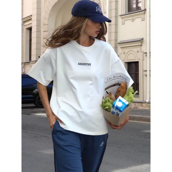 Outerwear Lazy Slimming Elegant European And American Style Summer 100% Cotton Short Sleeve T-Shirt Top Trendy_ecoleips.com
