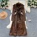 French Vintage Belted Trench Coat – Elegant Lapel & Waist-Tie Long Sleeve Coat For Women (Black/Coffee)_ecoleips.com