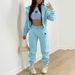 Women's Plus Size Velvet Sweatshirt Set With Letter Print Hooded Sports Leisure Three Piece Outfit_ecoleips.com