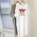 Cute Cartoon Print Summer Sweet Style Casual Oversized Loose Short Sleeved Dress For Women_ecoleips.com