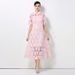 Women's High-End Two Piece Suit Lace Hollowed Out Short Sleeved High Waisted Skirt Fashionable For Spring And Autumn_ecoleips.com