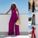 Women's Clothing Summer New Halter Neck Waist Sexy Solid Color Jumpsuit Wide Leg Pants_ecoleips.com