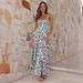 European American 2024 New Fashion Women's Dress, Elegant And Sexy Strapless Backless Floral Long Dress_ecoleips.com