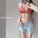 Women's 3-Piece Striped Bikini Set With Shorts Cover-Up For Beach Pool Vacation_ecoleips.com
