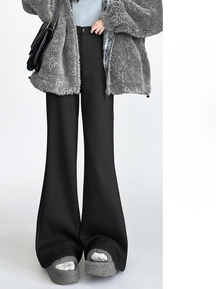 K Thick Flared Pants New High Waisted Slimming Casual Micro Flared Pants For Women_ecoleips.com