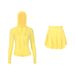 Stylish Women's Hooded Jacket & Skirt Set - Stretchy Activewear For Running, Yoga & Casual Wear Versatile Matching Set_ecoleips.com