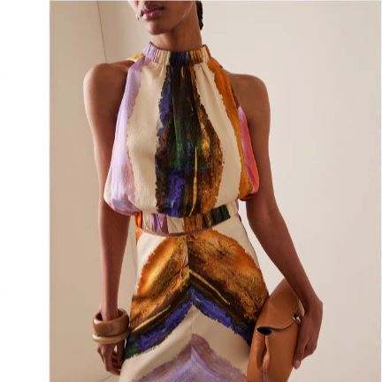 ZADATA Women's Fashion 2025 New Sleeveless Wrap Decorated Single-Breasted Lapel Dress Set_ecoleips.com