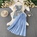 Elegant Water Soluble Lace Camisole Short Dress Two Piece Set For Women High Waisted Slimming Flowy Mesh Half_ecoleips.com