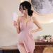 Shiny Slit Suspender Nightdress | Nightclub Lingerie | Long Night Uniform Seduces Women_ecoleips.com