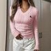 Women's V-Neck Cable Knit Sweater With Rope Detail, Long Sleeve Pullover Top For Casual Chic Style_ecoleips.com