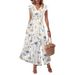 European And American Style Ruffled V-Neck Cross-Border Trade New High-Waisted Slit Printed Long Dress_ecoleips.com