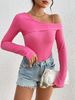 Women's Slim Fit Off-Shoulder T-Shirt Long Sleeve Fashion Top for Spring/Autumn Amazon Europe & America Cross Border Clothing_ecoleips.com