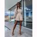 Women's Clothing Casual Style Summer Solid Color Single Breasted Stand Up Collar Lace Shorts Suit 23014_ecoleips.com