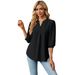 Women's Clothing Autumn And Winter New Solid Color V Neck Jacquard Three Quarter Sleeve Loose T Shirt Tops For Women_ecoleips.com