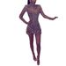 Gold Flecked EABI Women's round Neck Long Sleeved Tassel Dress Tuxedo European American Style for Party Wear_ecoleips.com