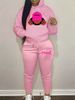 Women's Autumn And Winter Casual Fashion Letter Pattern Printed Thick Velvet Warm Hooded Sweatshirt+sweatpants Set-675_ecoleips.com