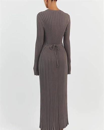 Women's Slim Fit Knit Dress American Style Casual Elegant Fashion Thin Suitable For Summer Regular Size_ecoleips.com
