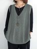 Plus Size Hollow Knit Vest, Loose V-Neck Sleeveless Top, Casual Layering Waistcoat_ecoleips.com