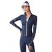 Women's High Neck Yoga Jacket Zipper Print Nude Fitness Top Fashionable Sports Wear_ecoleips.com