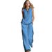 2027 Summer Fashion European-USA Style Women O-Neck Sleeveless T-Shirt + Elastic Waist Wide Leg Pants Two-Piece Casual Sets_ecoleips.com