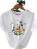 European And American Cross-border Foreign Trade Women's Floral Plant Print Round-neck Short-sleeve T-shirt Top_ecoleips.com