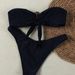 Women's Clothing Split Tube Top Bikini Neck Metal Accessories Swimsuit Suit Solid Color_ecoleips.com