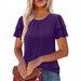 2026 Women Fashion Short Puff Sleeve Top Sweet Ruffle Trim Blouse_ecoleips.com