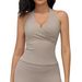 Women's Cross-Over V-Neck Halter Neck Yoga Vest Tight Fitting Brushed Back Sports Top For Outdoor Running Fitness_ecoleips.com