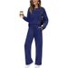 Autumn And Winter Women's Suit Long Sleeve Round Neck Top Casual Elastic Waist Wide Leg Pants Trousers_ecoleips.com