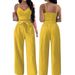 Women's Clothing Autumn Solid Color Sexy Suspenders Elastic Waist Tie Wide Leg Pants Loose Casual Temperament Suit_ecoleips.com