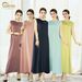 Modest Abaya Dress Women's Plus Size Solid Color Bottoming Dress Fashion England Style Regular Thickness Spring/Autumn Summer_ecoleips.com