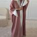 Modest Abaya Dress Women's Plus Size Bat Sleeve Cardigan Contrast Edge Robe Abaya Dubai Turkish Style Fashion England Style_ecoleips.com