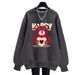 Women's Fleece Lined Crew Neck Sweatshirt Korean Style Thick Pullover Loose Fit Spring Autumn Winter Petite Cartoon Top_ecoleips.com
