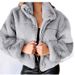 Women's Clothing autumn and winter rabbit fur zipper cardigan plush warm jacket_ecoleips.com