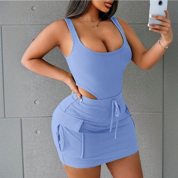 Voya Women's Spring And Summer New Jumpsuit, Workwear Bag, Short Skirt Set, Popular Fashion And Casual Two-piece Set_ecoleips.com