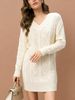 Aria Basics Aria Basics 2025 European And American Autumn/Winter New Popular Mid-Length Sweater V-Neck Solid Color Fashion Women's Cable Knit_ecoleips.com