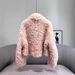 Women's Faux Shearling Jacket – Winter Short Puffer Coat With Fur Collar (White/Mauve, S/M/L)_ecoleips.com