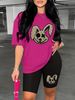 Summer Women's Casual And Fashionable Cartoon Rabbit Print Loose T-shirt+shorts Two-piece Sportswear Suitable For Daily Wear-106_ecoleips.com