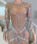 Rhinestone Tassel Faux Sheer Latin Dance Costume Sexy Women's Party Wear For Bars Nightclubs DS Stage Outfits Niche Luxury_ecoleips.com